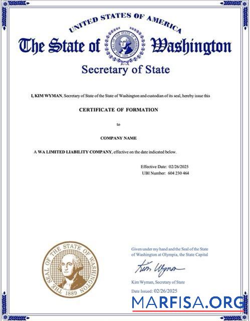 Downloadable USA certificate of formation Word and PDF template